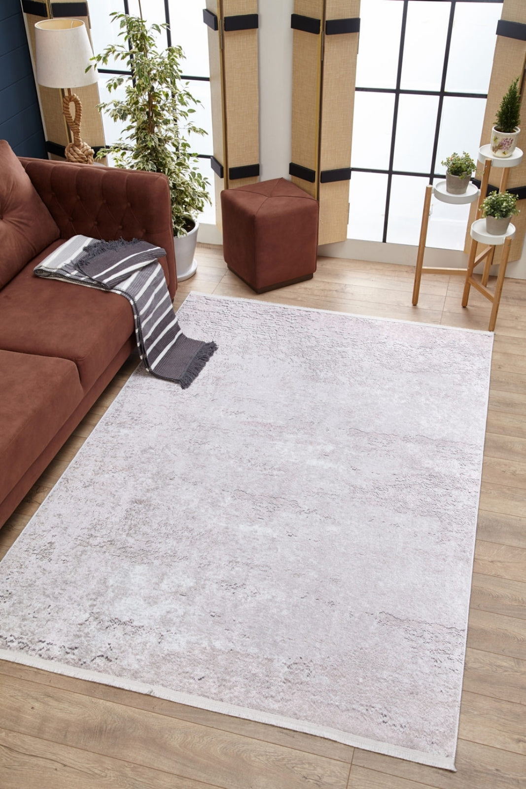 Modern Digital Area Rug - Grey Non Slip Rug with Antibacterial Carpet Surface