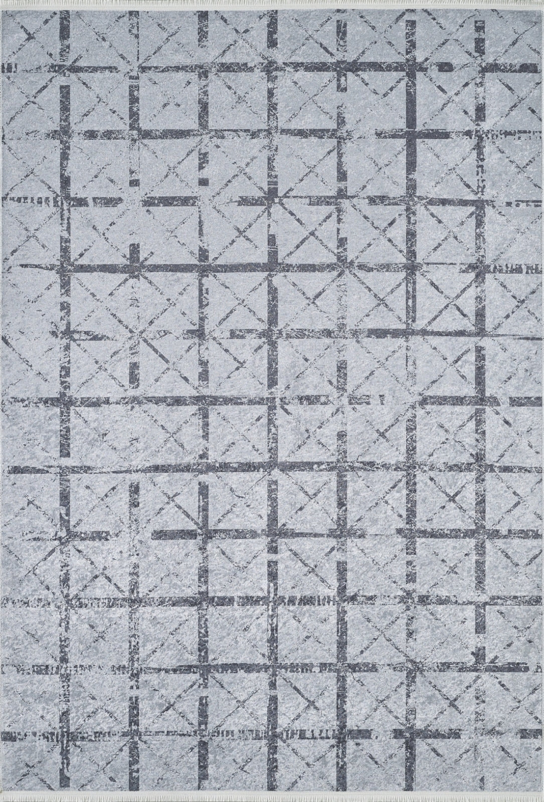 Grey Geometric Area Rug - Digital Print Non Slip Washable Carpet for Living Room