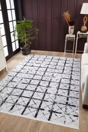 Grey Geometric Area Rug – Digital Print Rug | Non Slip Carpet, Antibacterial