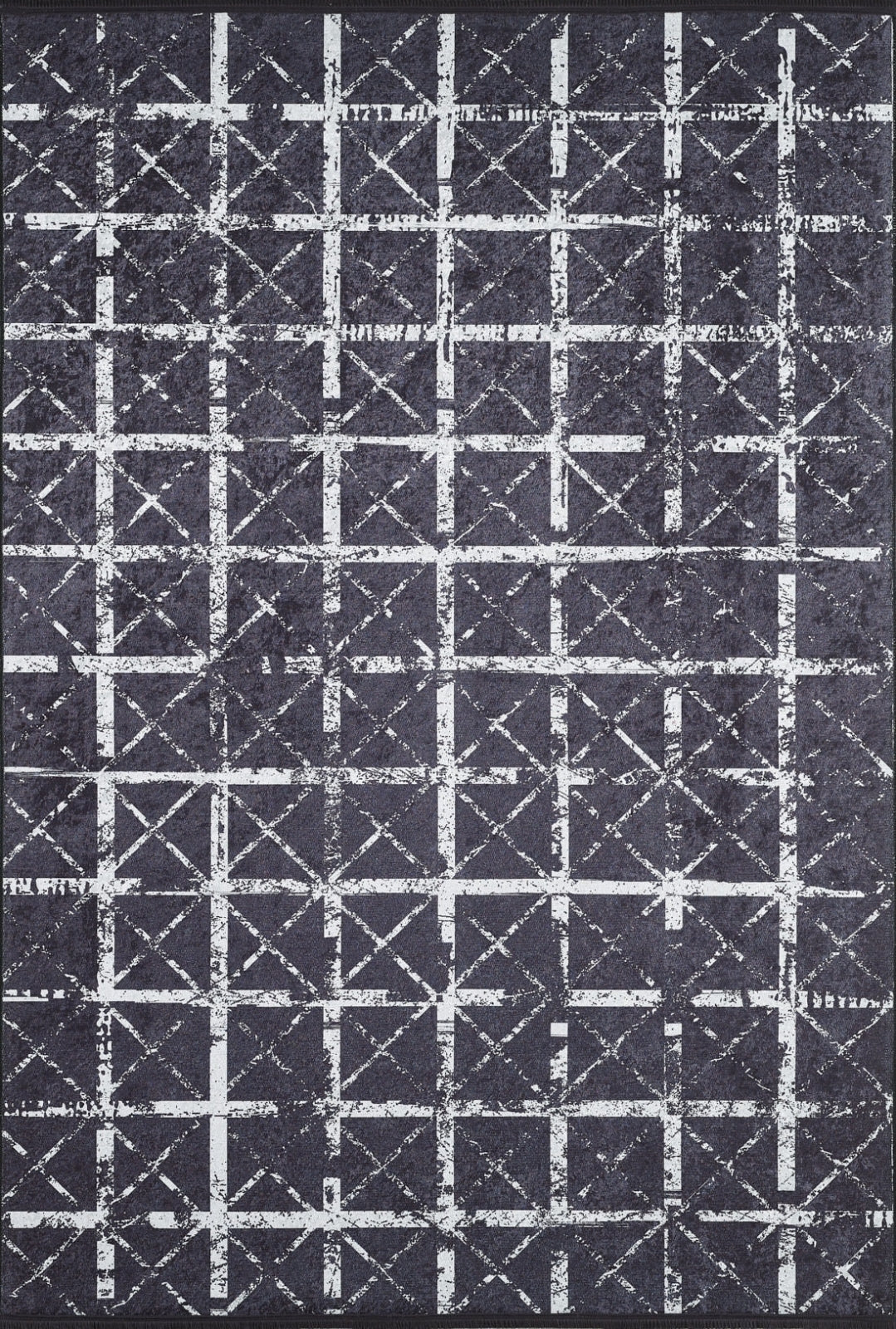 Digital Print Area Rug – Black Striped Non Slip Floor Carpet for Living Room
