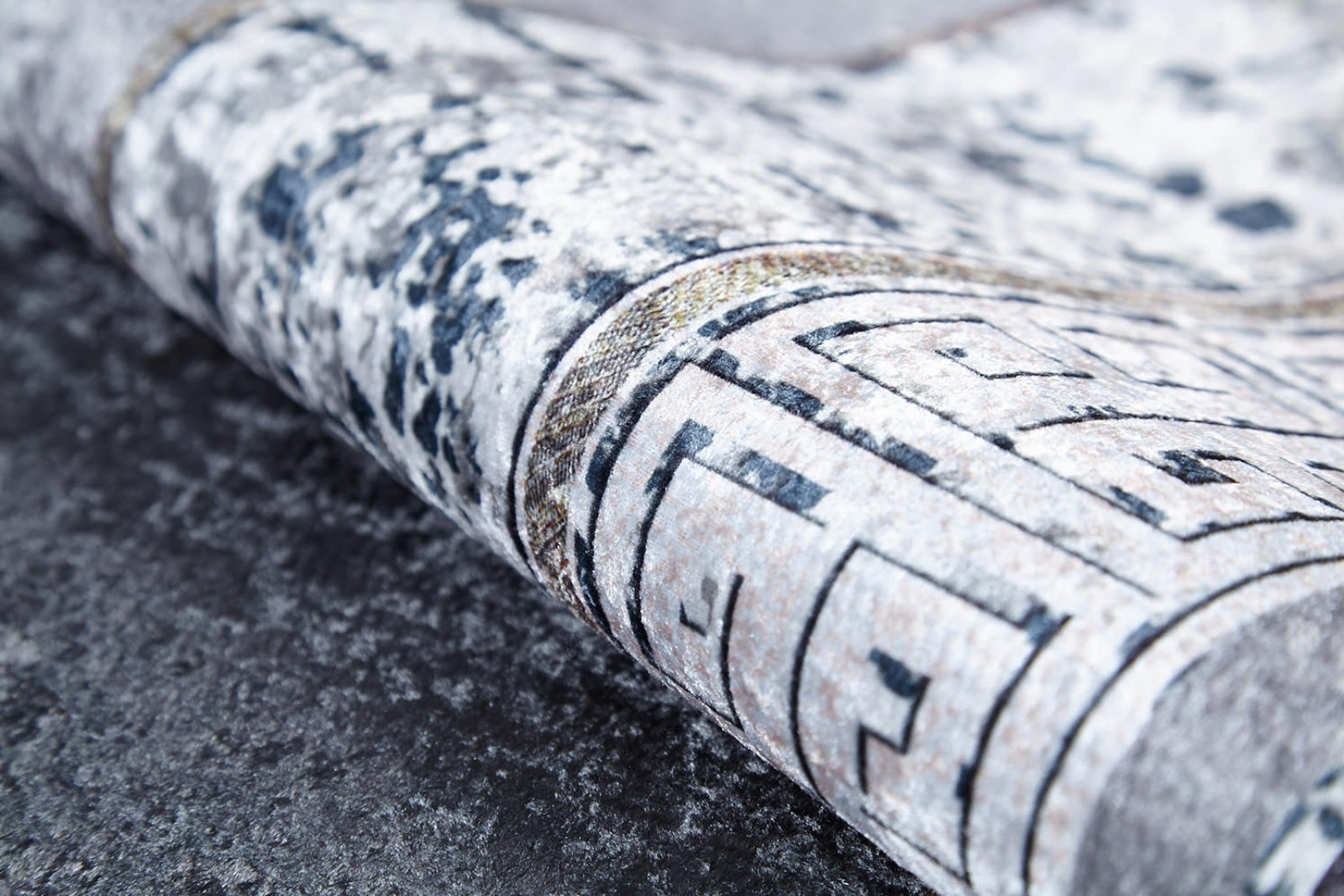 Grey Area Rug - Digital Print Rug With Frame Design | Non Slip, Antibacterial Carpet