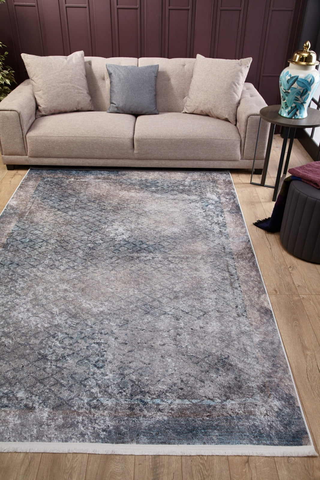 Modern Area Rug - Blue Digital Print Carpet | Antibacterial, Non Slip, Washable