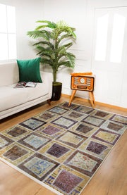 Beige Patchwork Area Rug – Digital Print Rug With Non Slip Carpet Backing