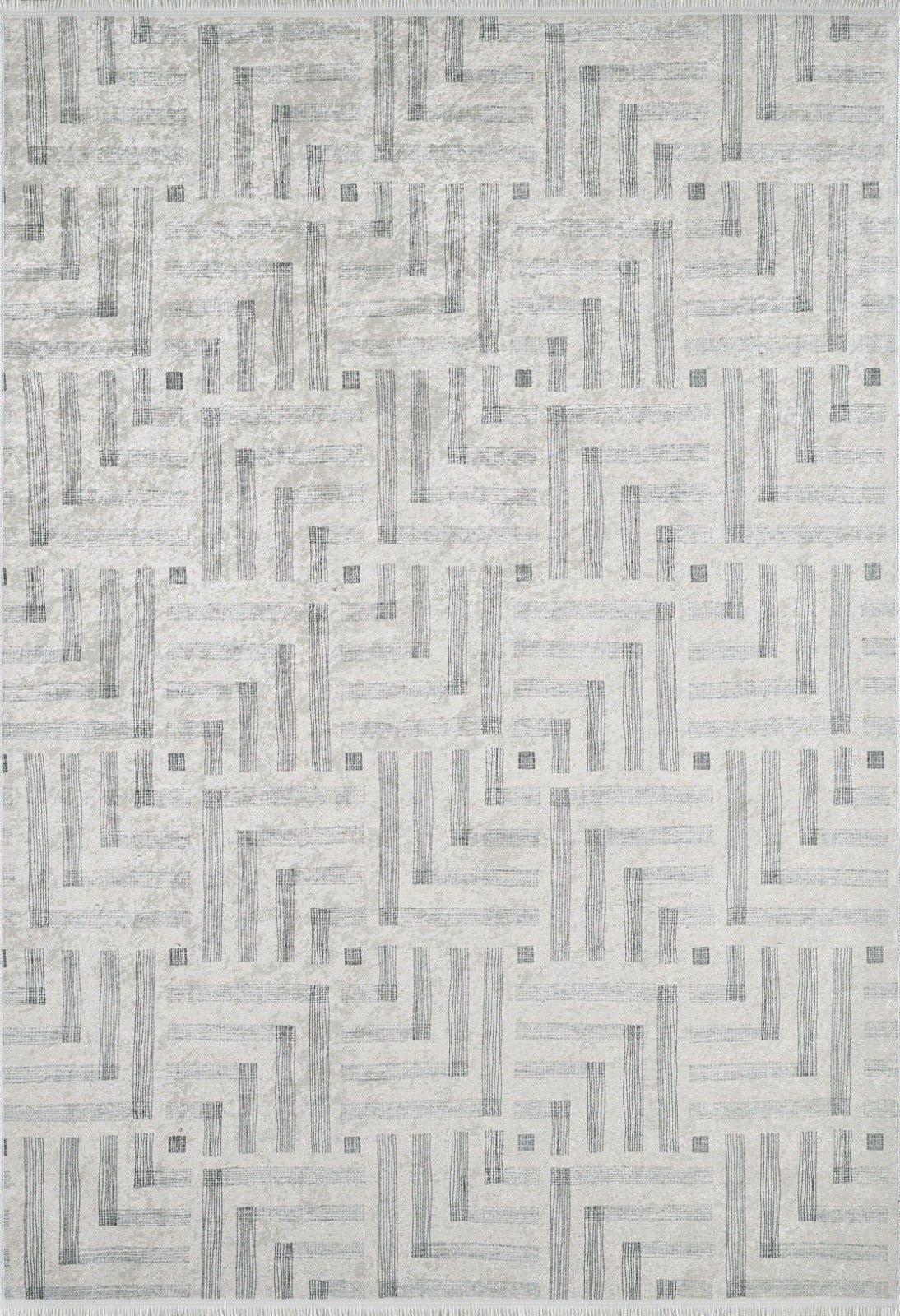 Grey Geometric Area Rug - Digital Print, Non Slip, Antibacterial Carpet for Living Room