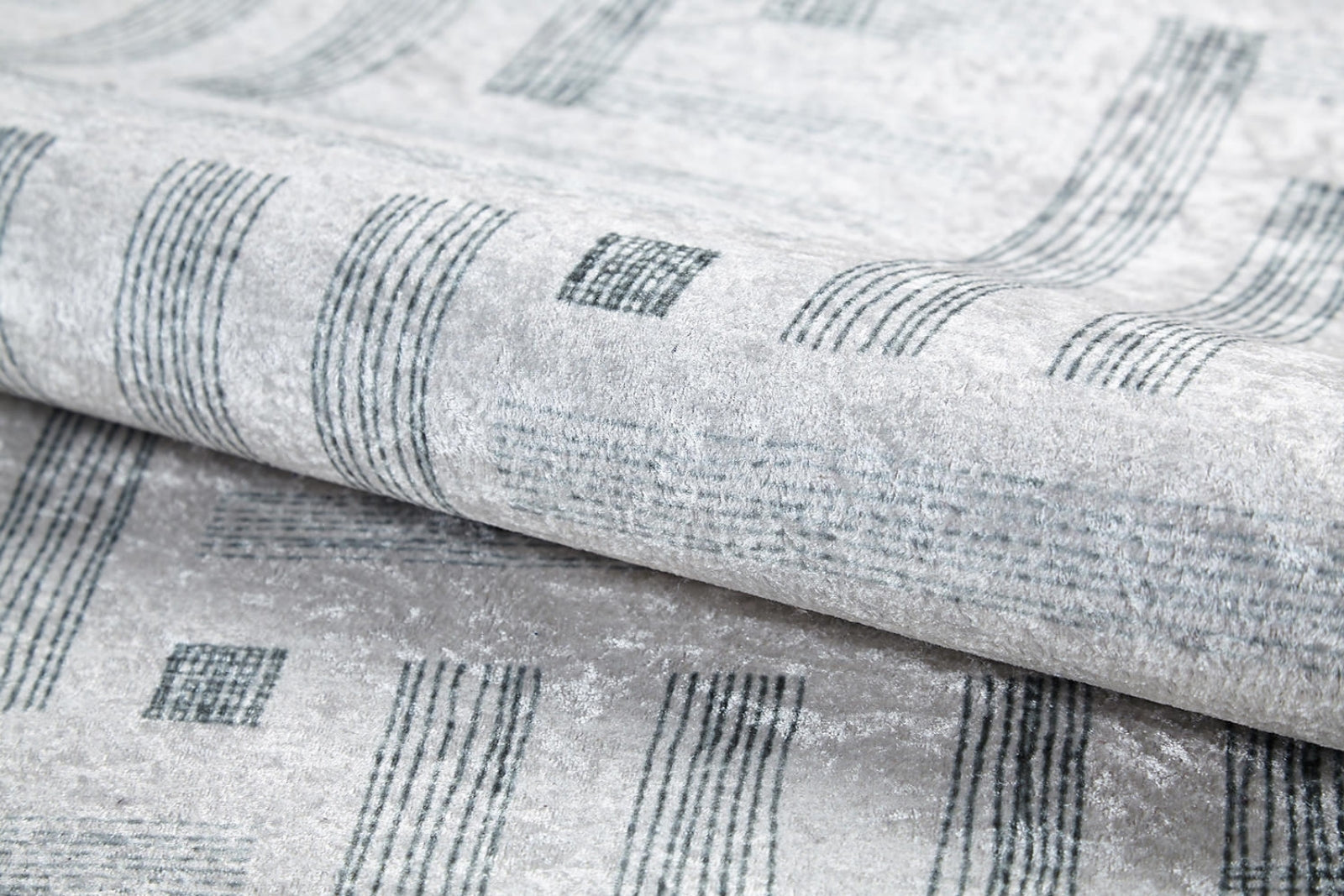 Grey Geometric Area Rug - Digital Print, Non Slip, Antibacterial Carpet for Living Room