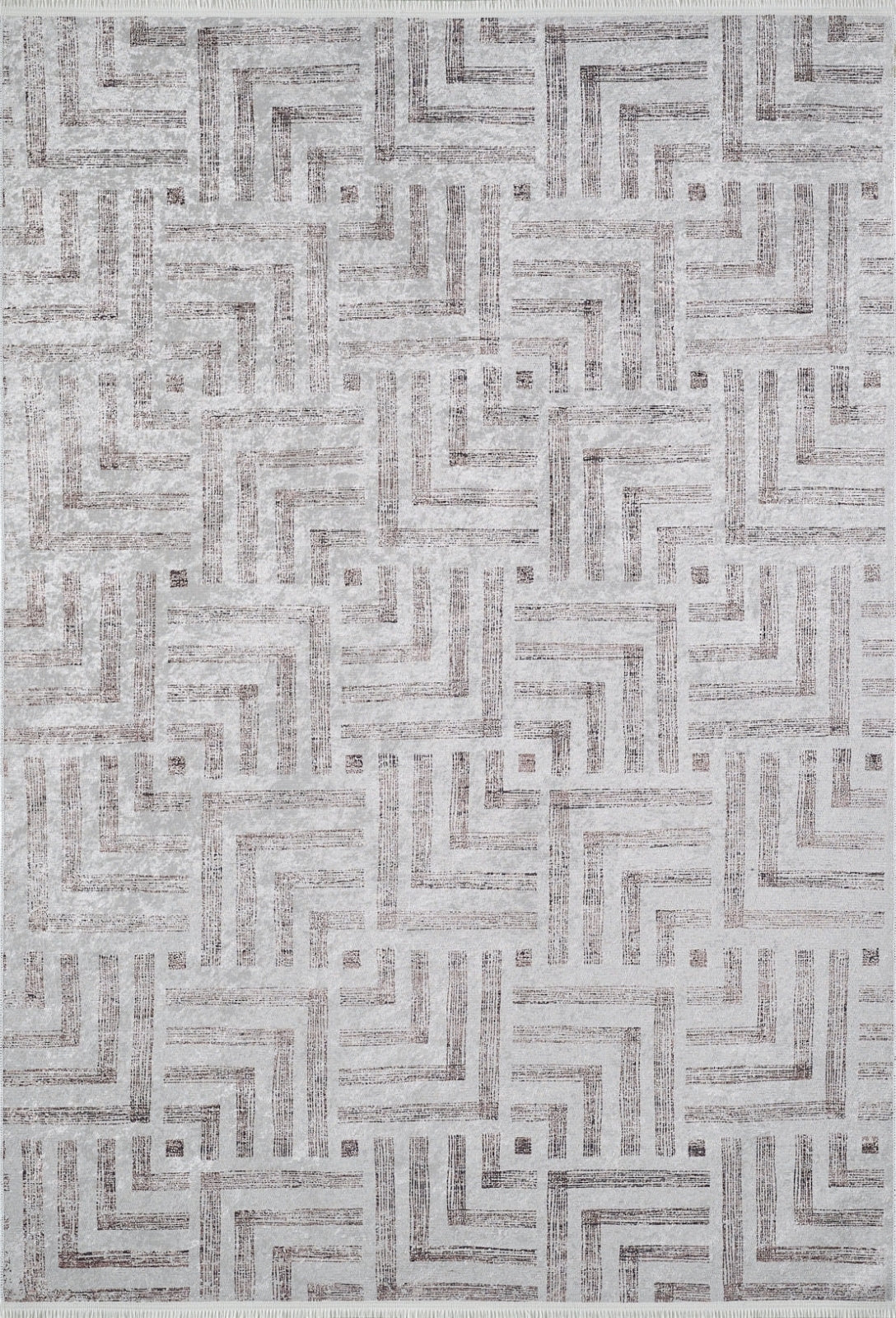 Grey Geometric Area Rug - Digital Print Non Slip Washable Carpet for Living Room
