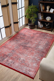 Red Modern Area Rug – Antibacterial Digital Print Rug with Non Slip Backing