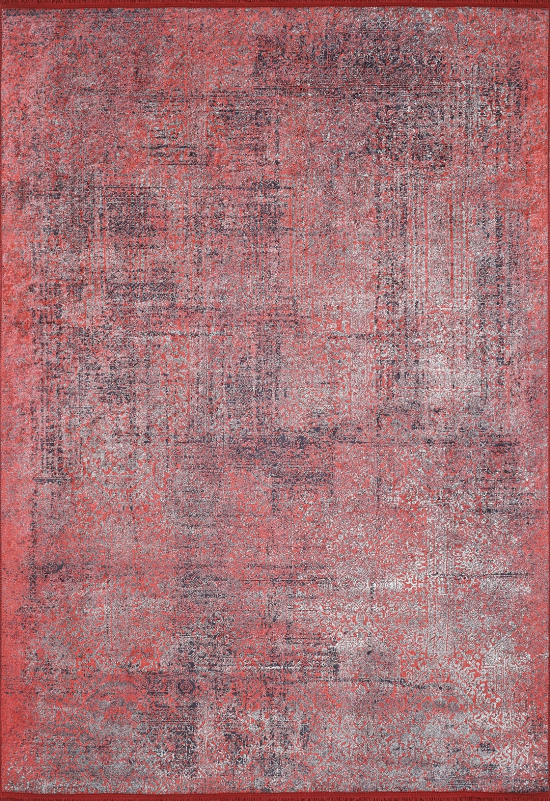 Red Modern Area Rug – Antibacterial Digital Print Rug with Non Slip Backing