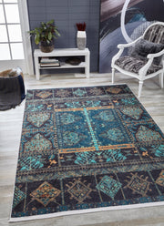 Modern Area Rug – Blue Digital Print Rug with Non Slip Backing & Antibacterial Carpet