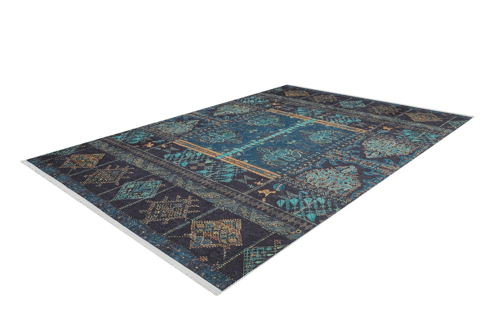 Modern Area Rug – Blue Digital Print Rug with Non Slip Backing & Antibacterial Carpet