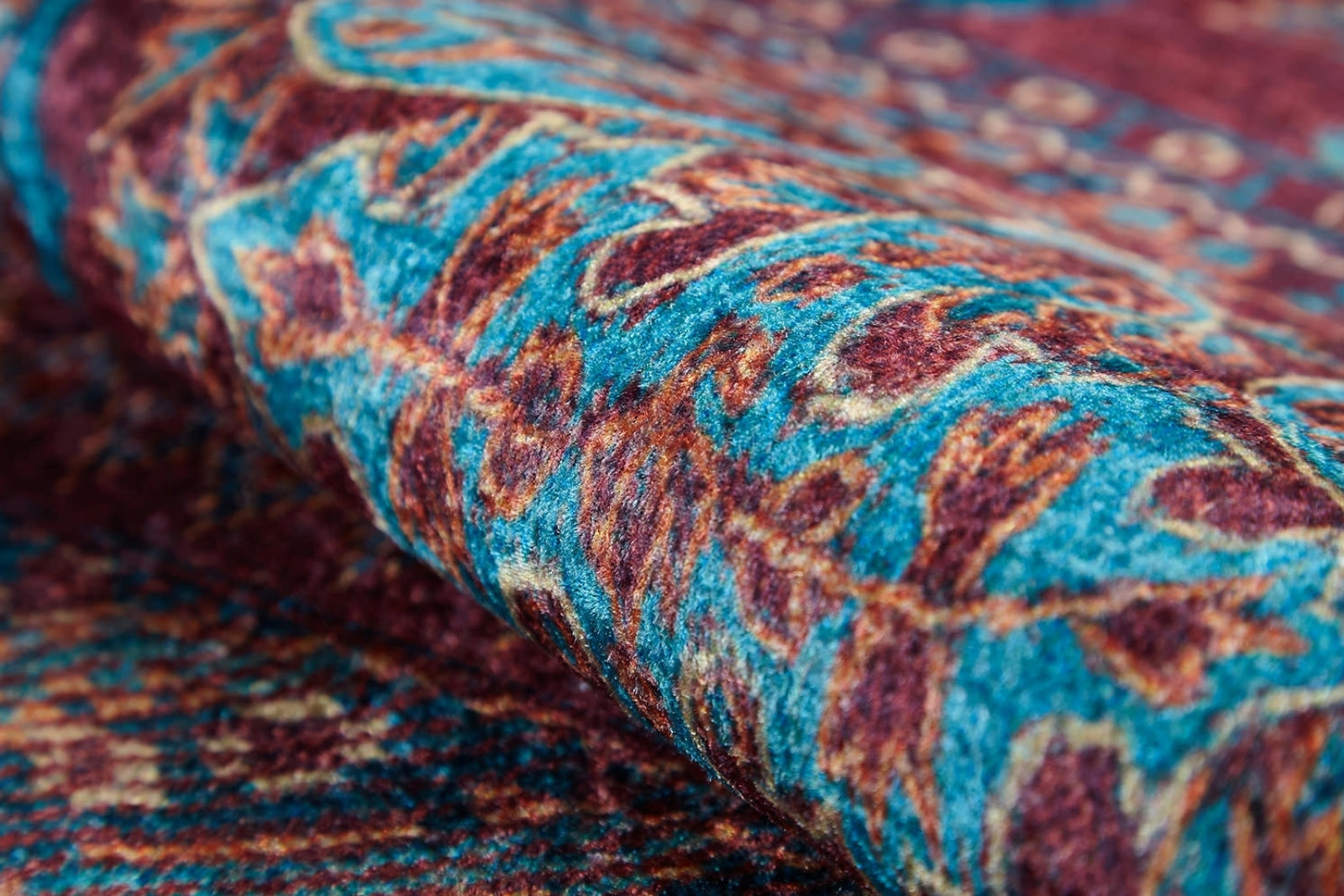 Modern Area Rug – Burgundy Digital Print Carpet | Non Slip, Antibacterial, Washable Floor Covering