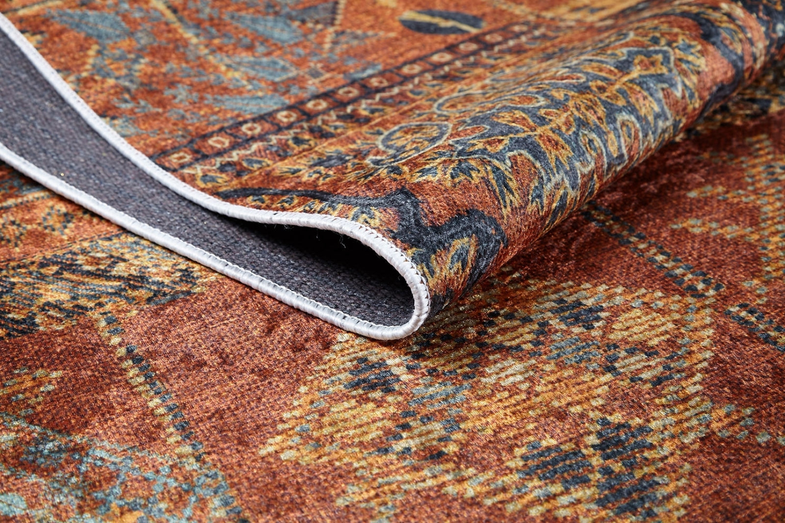 Digital Print Area Rug – Classic Brown Non Slip Carpet for Living Room