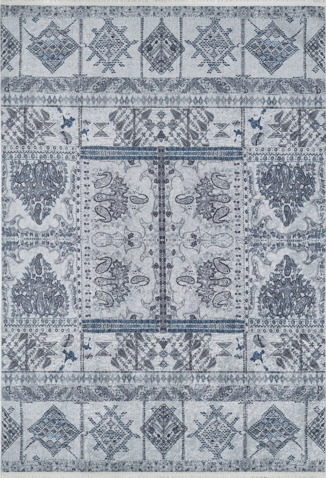 Grey Geometric Area Rug – Digital Print Rug, Non Slip Carpet, Antibacterial
