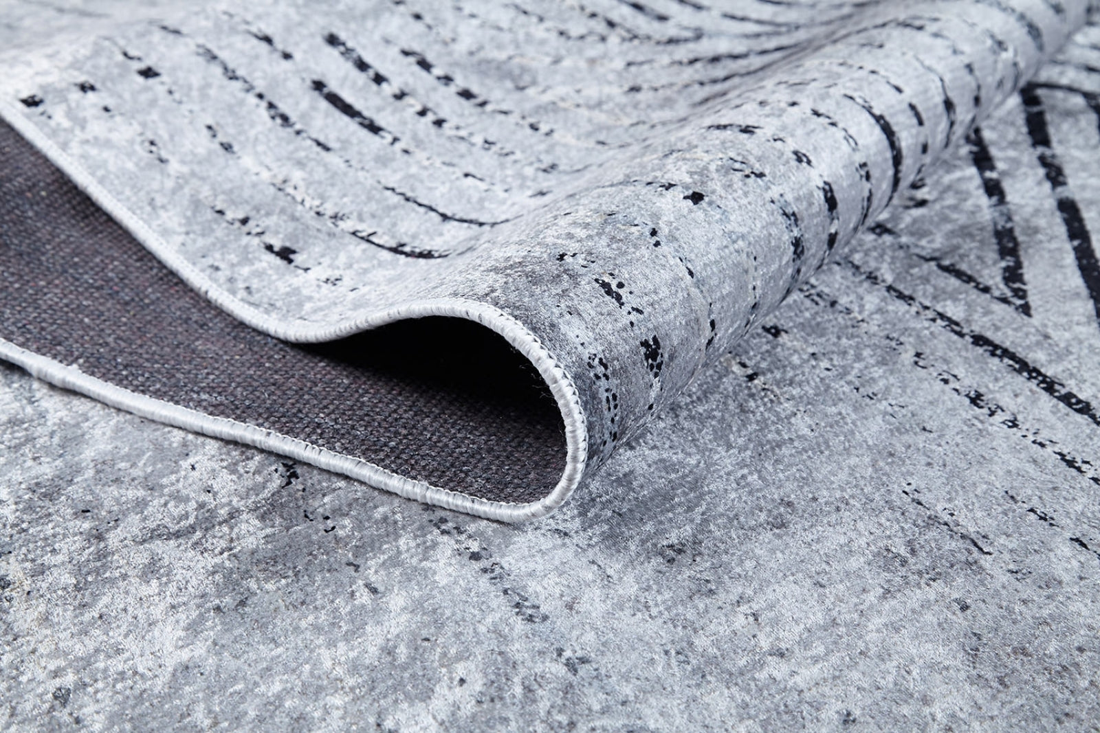 Grey Geometric Area Rug - Digital Print Non Slip Antibacterial Carpet for Modern Living Room