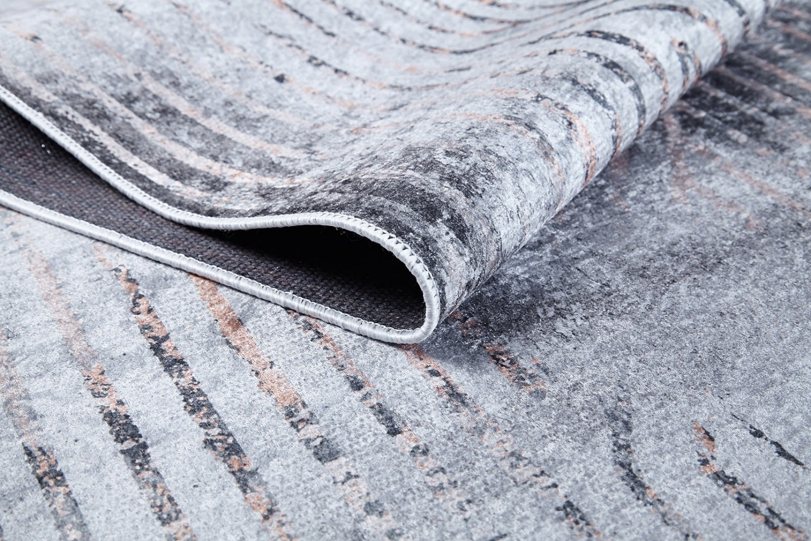 Grey Geometric Area Rug - Non Slip Digital Print Carpet for Living Room