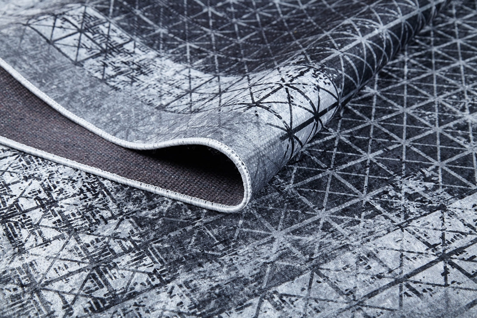 Grey Area Rug - Digital Print Rug With Non Slip Carpet & Antibacterial Frame Design