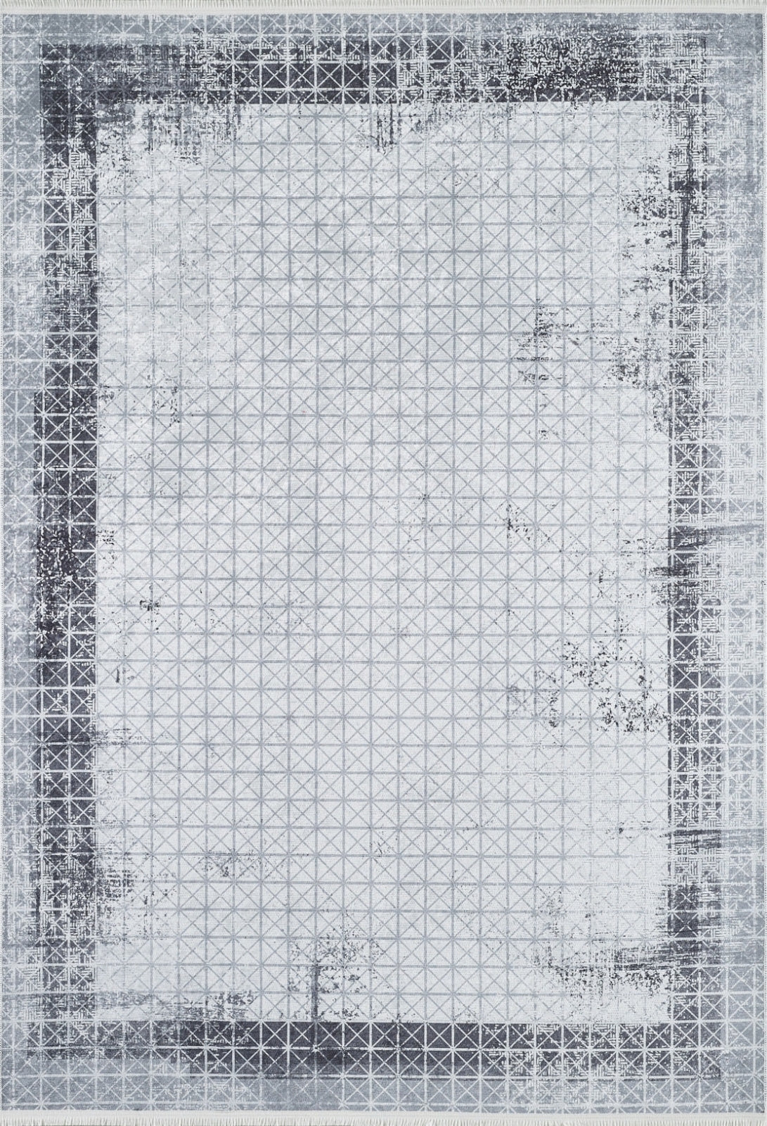 Grey Area Rug – Digital Print Frame Style Rug | Non Slip Carpet, Washable