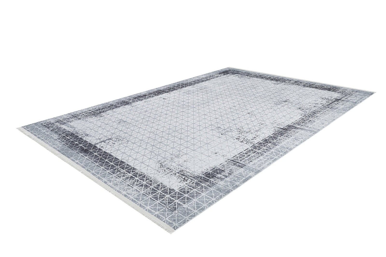 Grey Area Rug – Digital Print Frame Style Rug | Non Slip Carpet, Washable