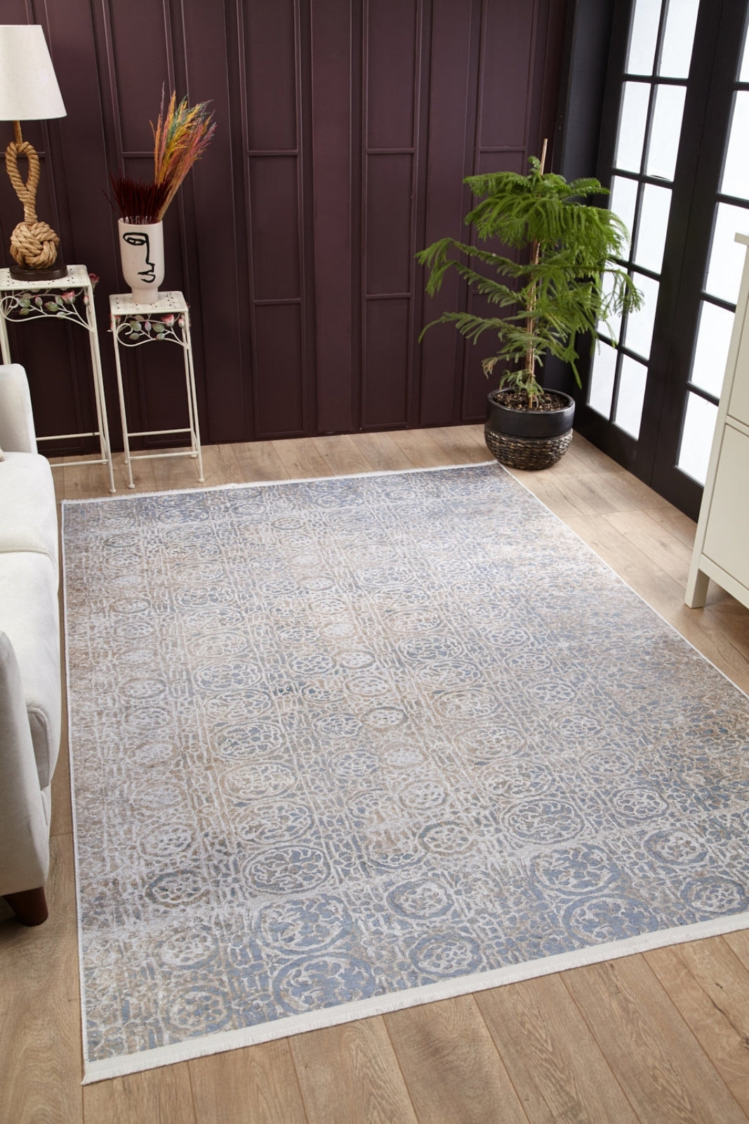 Modern Digital Print Rug – Grey Area Rug With Non Slip, Antibacterial Design