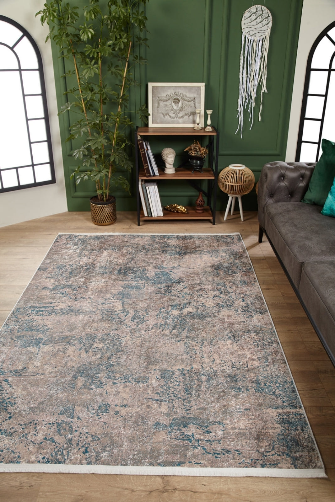 Modern Digital Print Rug – Blue Area Rug With Non Slip, Antibacterial Features