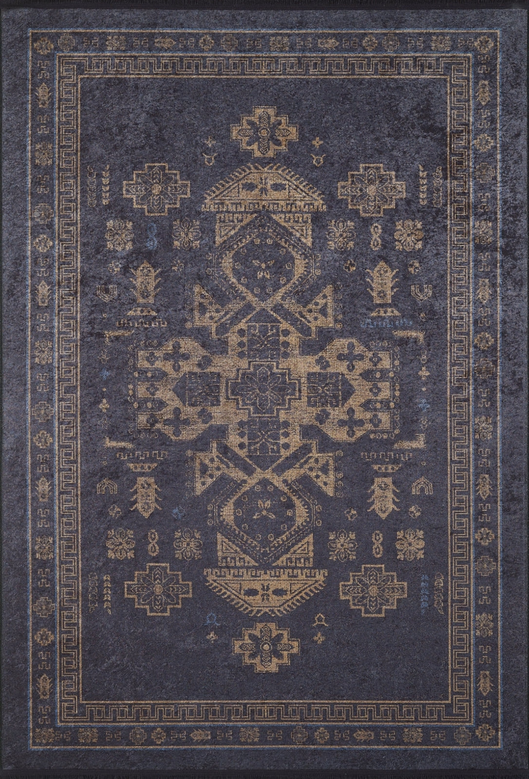 Modern Digital Print Rug – Anthracite Area Rug | Non Slip, Antibacterial Carpet