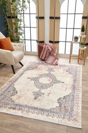 Classic Area Rug – Beige Digital Print Rug With Non Slip Backing & Antibacterial Carpet