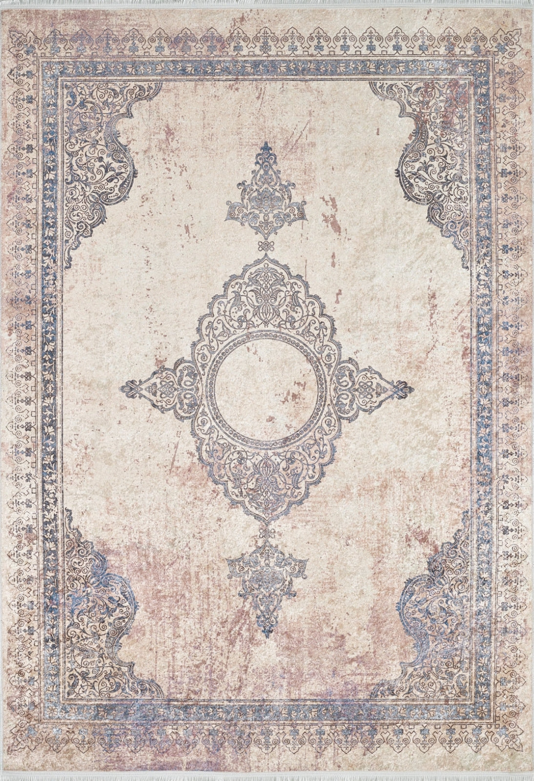 Classic Area Rug – Beige Digital Print Rug With Non Slip Backing & Antibacterial Carpet