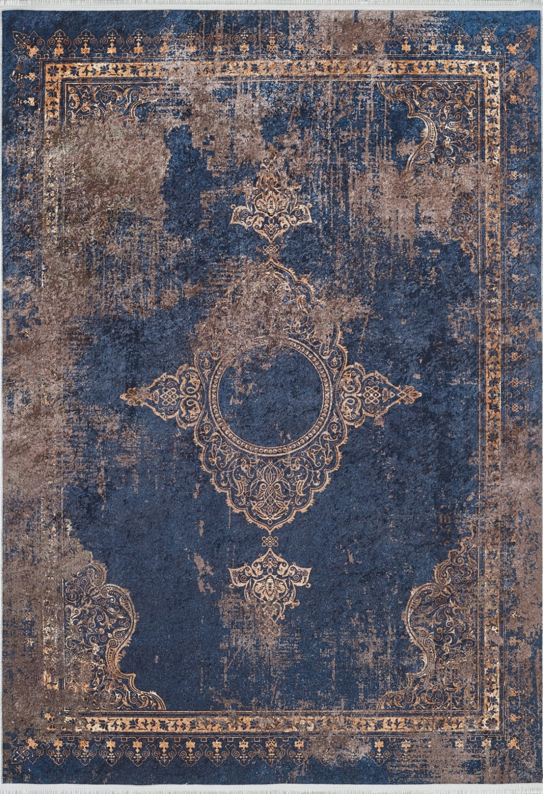 Blue Area Rug – Classic Digital Print Carpet | Non Slip, Antibacterial, Washable Floor Covering