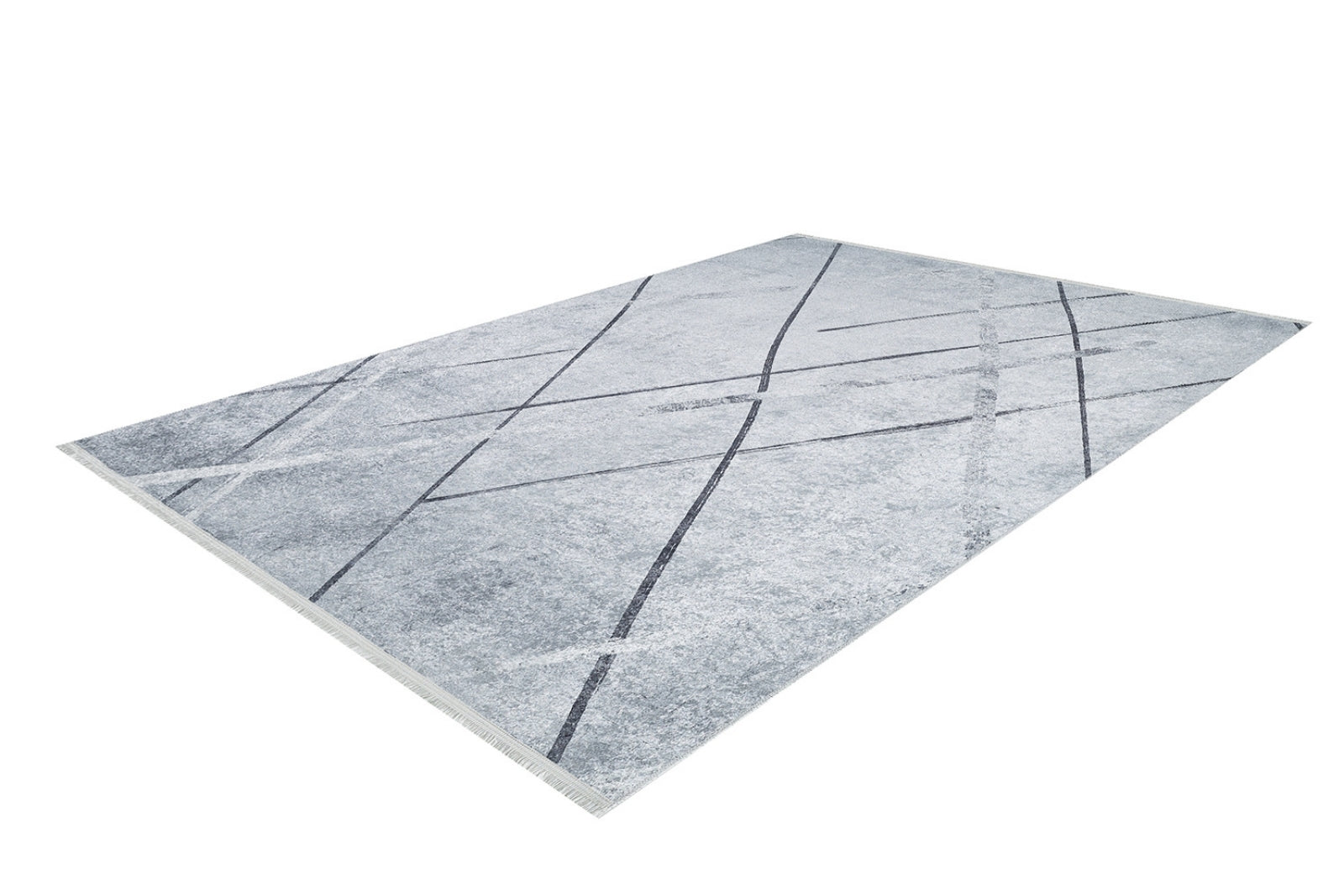 Grey Striped Area Rug - Digital Print Carpet, Non Slip, Antibacterial Floor Mat