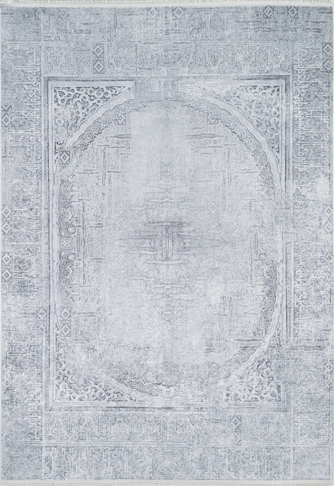 Classic Grey Area Rug – Digital Print Carpet | Non Slip, Antibacterial, Washable