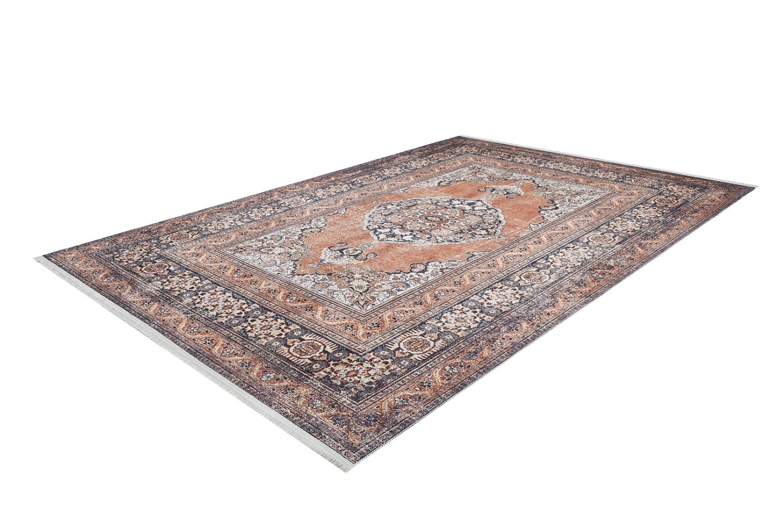 Classic Area Rug – Digital Print Brown Frame Non Slip Antibacterial Carpet