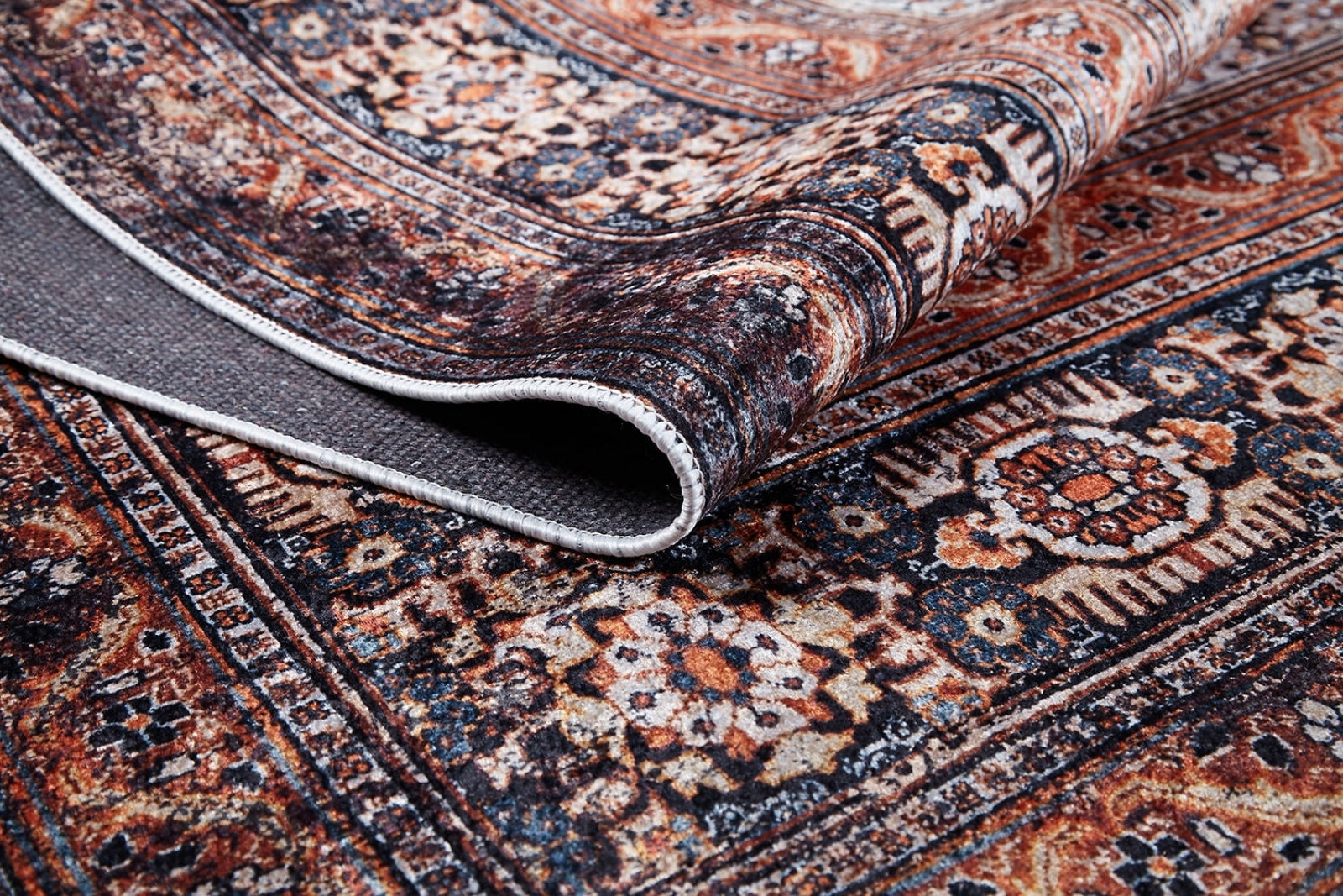 Classic Area Rug – Digital Print Brown Frame Non Slip Antibacterial Carpet