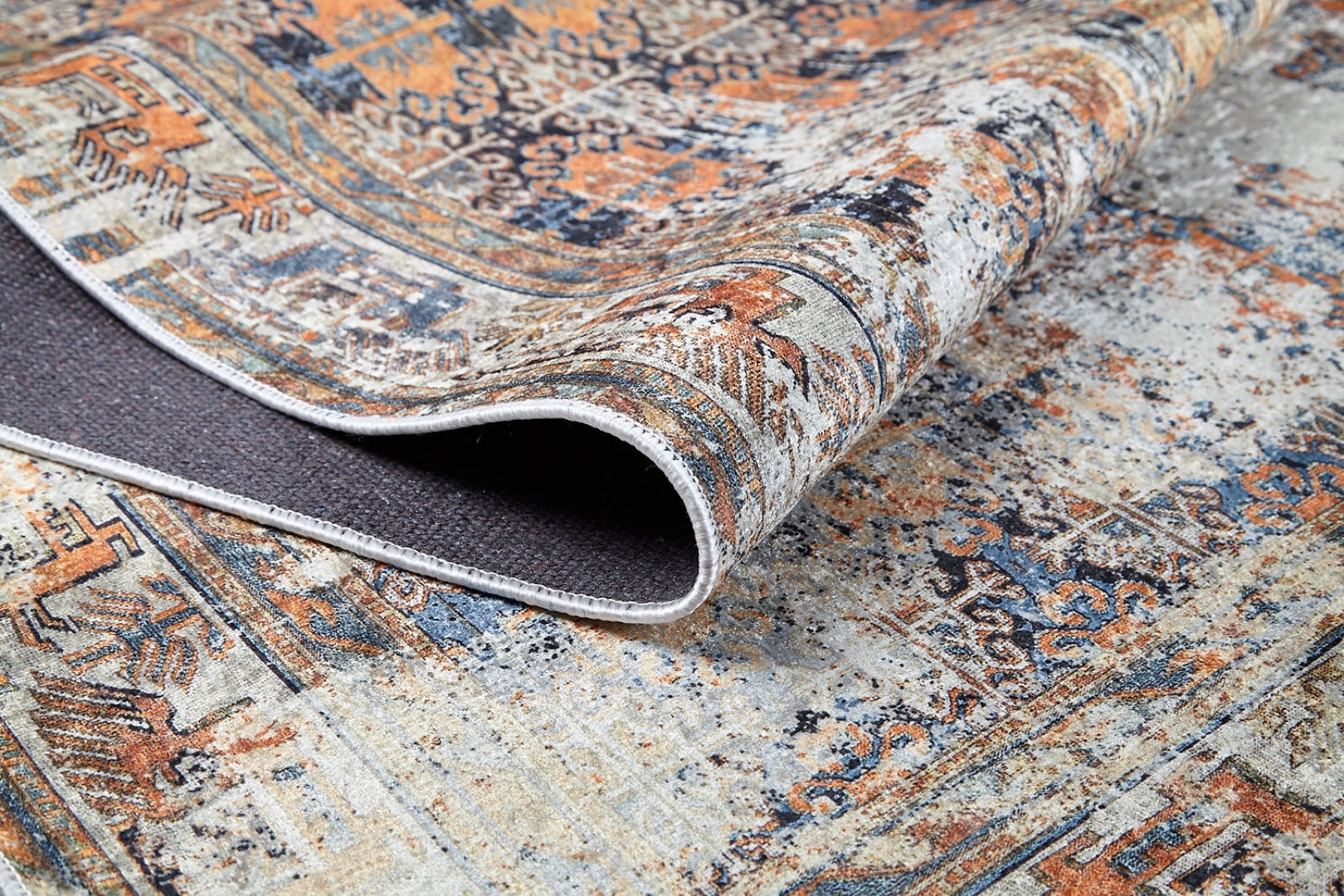 Vintage Area Rug – Beige Digital Print Carpet | Antibacterial, Non Slip, Washable