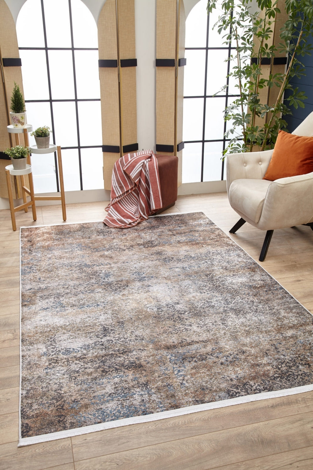 Modern Digital Print Rug – Washable Mink Texture Area Rug With Non Slip Backing