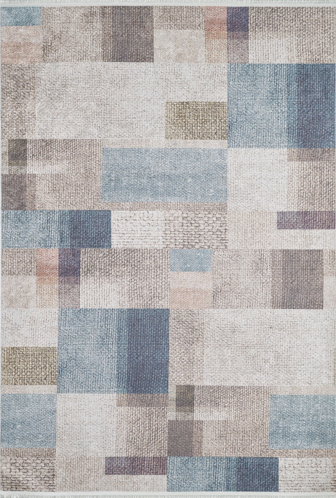 Cream Geometric Area Rug – Digital Print Non Slip Antibacterial Carpet