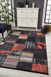 Black Patchwork Area Rug | High Quality Digital Printed Carpet, Anti Allergenic Rug