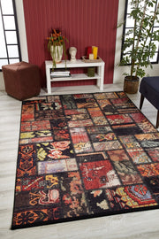 Black Patchwork Rug – Digital Print Area Carpet | Non Slip, Antibacterial