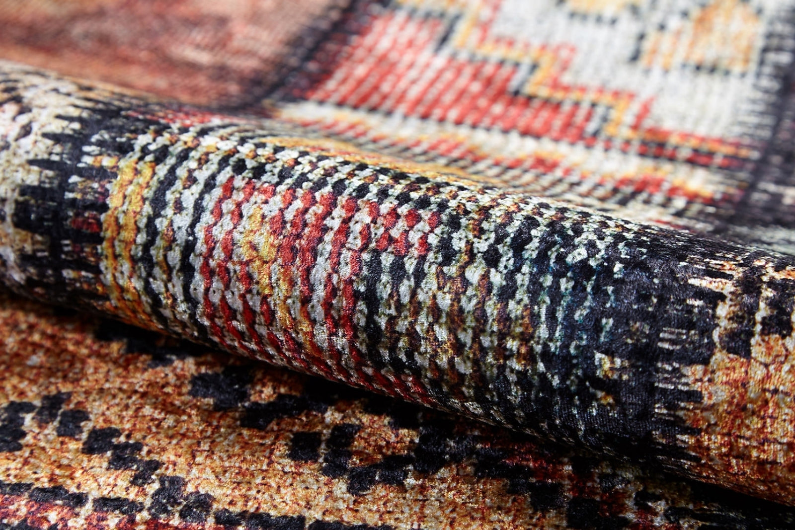 Black Patchwork Rug – Digital Print Area Carpet | Non Slip, Antibacterial