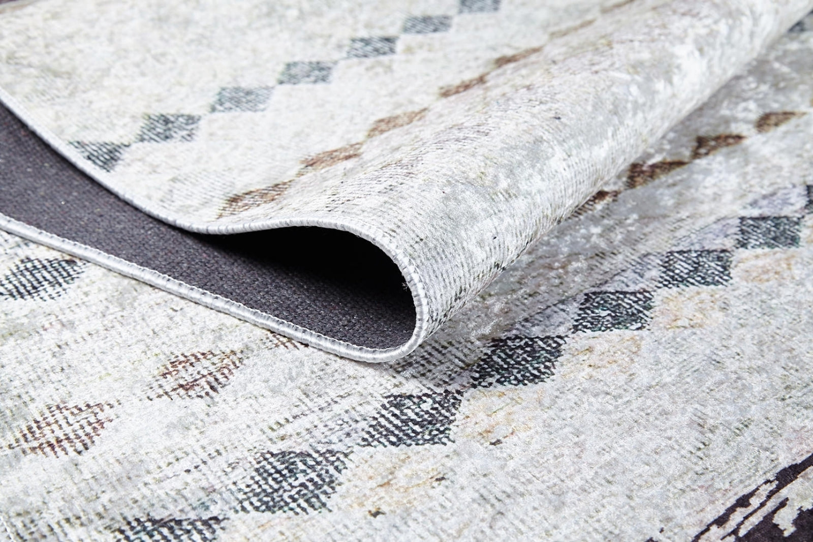 Beige Geometric Area Rug - Digital Print, Non Slip, Antibacterial Carpet for Modern Living Room