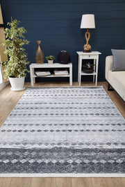Grey Geometric Area Rug - Digital Print Rug | Non Slip Carpet, Antibacterial & Washable