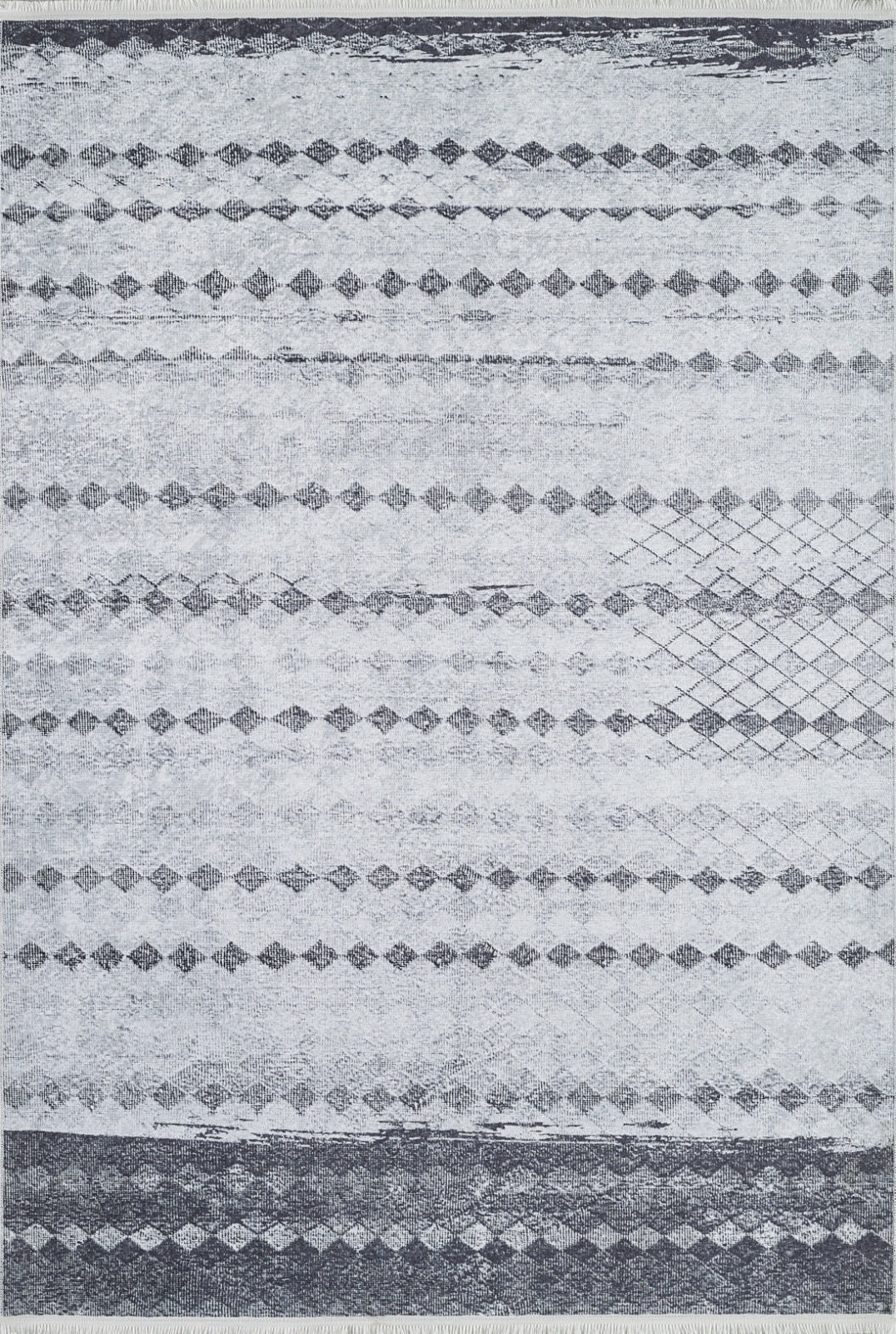 Grey Geometric Area Rug - Digital Print Rug | Non Slip Carpet, Antibacterial & Washable