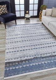 Grey Geometric Area Rug | Washable Area Rug with Antibacterial Carpet, Modern Floor Covering