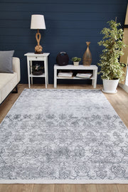 Grey Area Rug - Classic Area Rug With Digital Print, Non Slip Carpet & Antibacterial Features