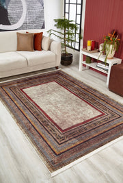 Digital Print Area Rug – Brown Frame Design, Non Slip, Antibacterial Carpet