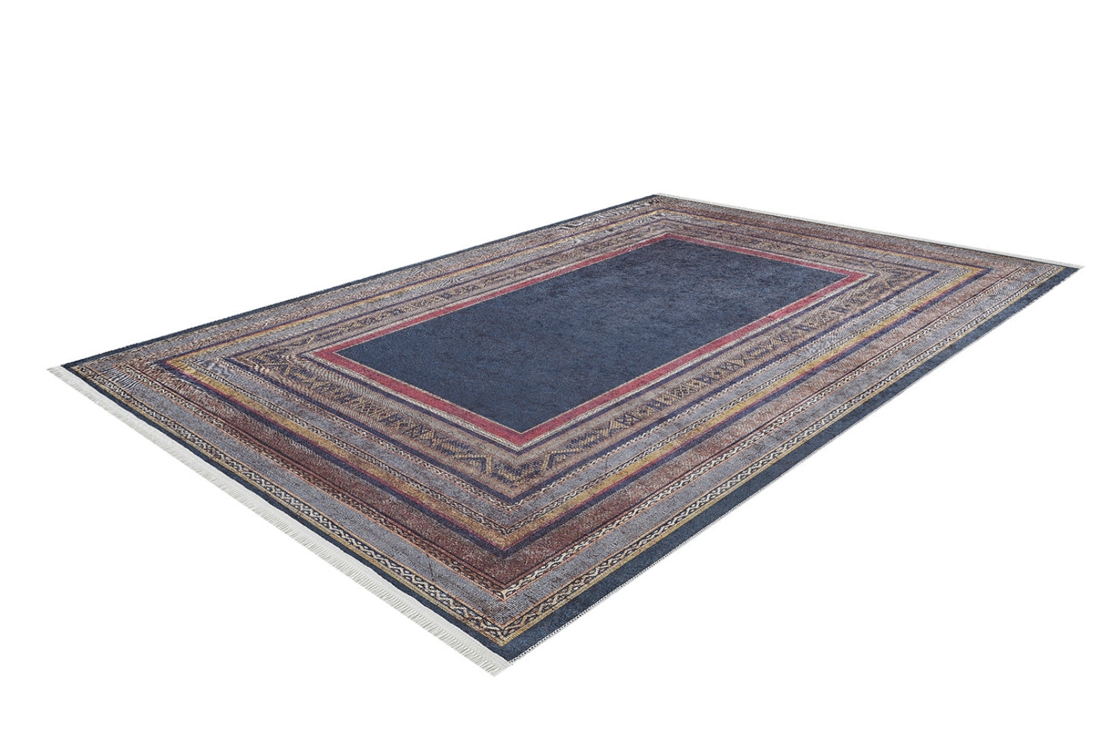 Digital Print Area Rug – Navy Frame Rug | Non Slip, Antibacterial, Washable Carpet