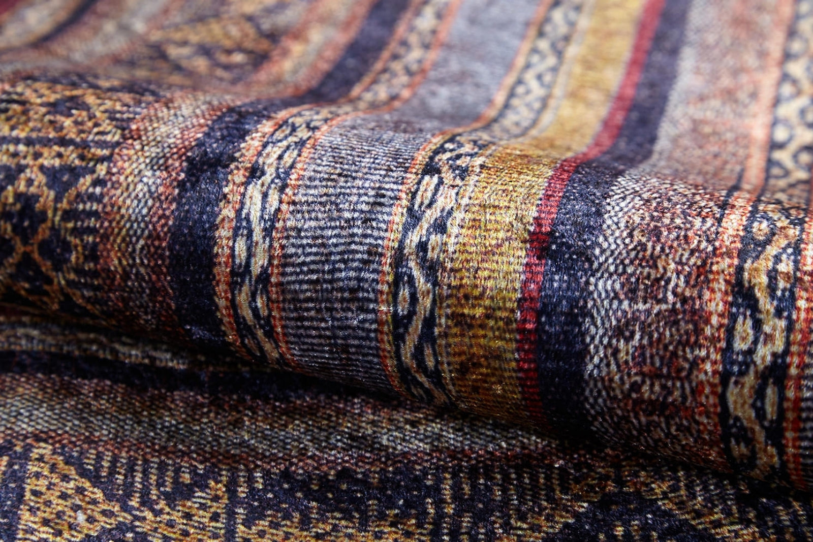 Digital Print Area Rug – Navy Frame Rug | Non Slip, Antibacterial, Washable Carpet