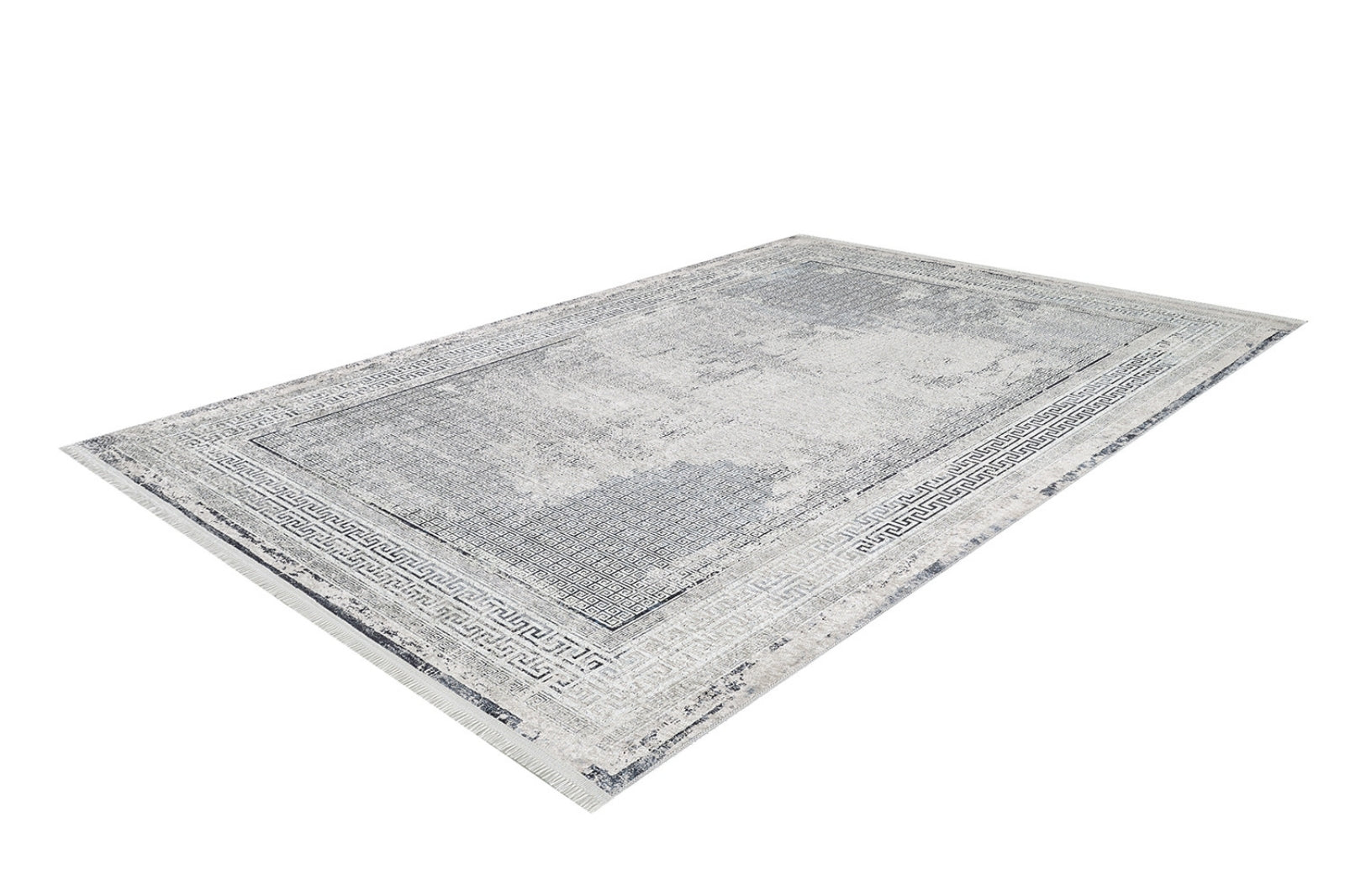 Grey Frame Area Rug | Digital Print Rug With Non Slip Carpet Backing & Antibacterial Surface
