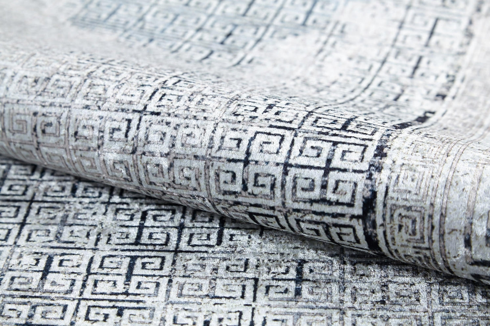Grey Frame Area Rug | Digital Print Rug With Non Slip Carpet Backing & Antibacterial Surface