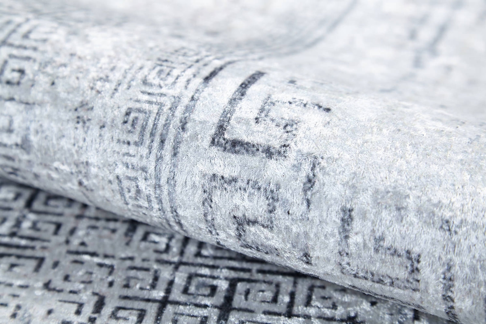 Digital Print Area Rug – Grey Frame Rug, Non Slip Carpet for Living Room