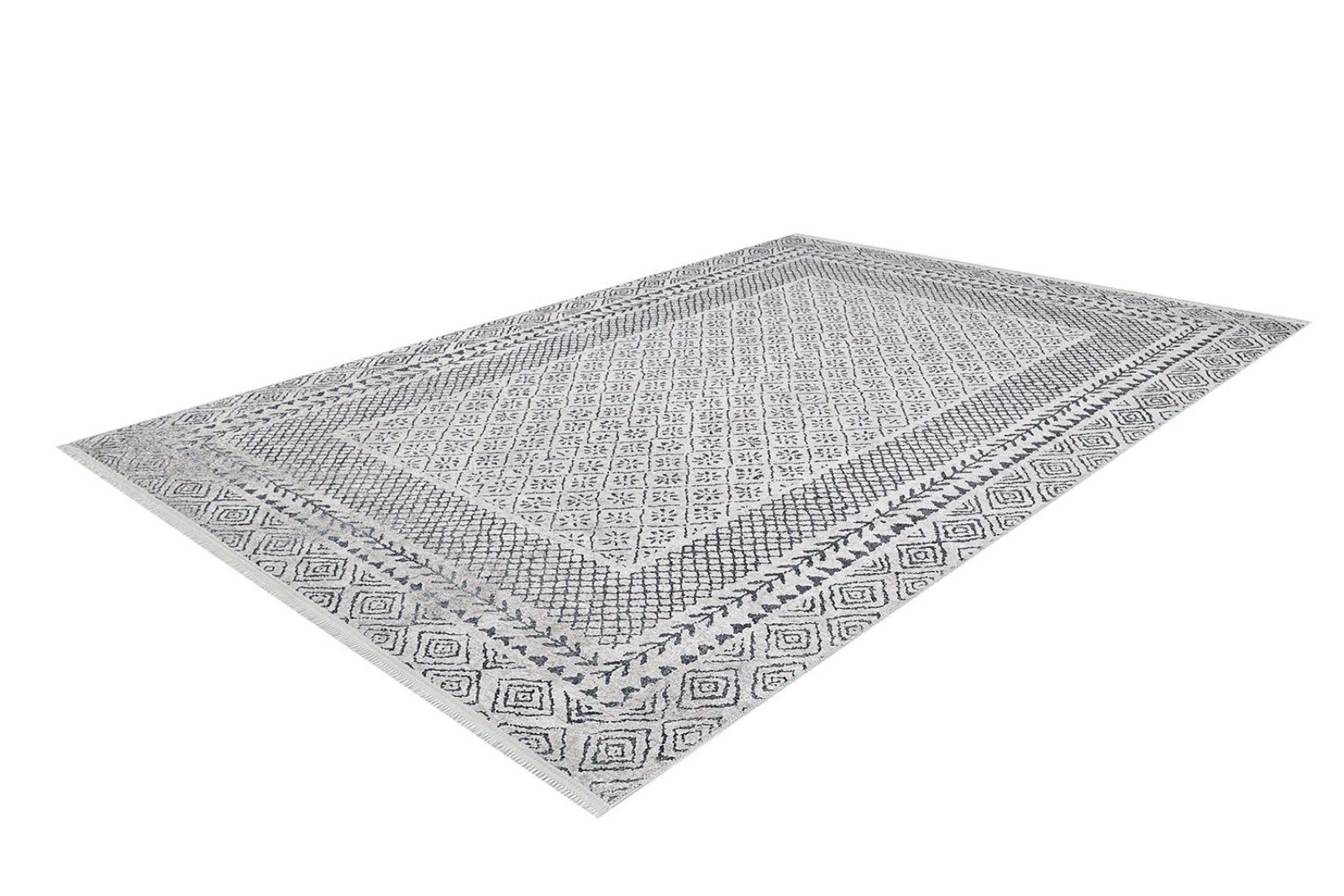 White Frame Area Rug - Stylish Digital Print Rug | Non Slip, Antibacterial Carpet
